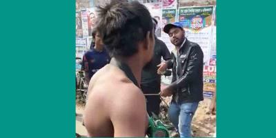 ছিনতাইয়ের অভিযোগে সাউন্ডবক্স লাগিয়ে নৃত্য, থেমে গেলেই বেত্রাঘাত