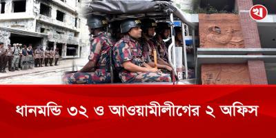 ধানমন্ডি ৩২ ও কার্যক্রম নিষিদ্ধ আওয়ামীলীগের ২ অফিসের সামনে যা দেখা গেলো