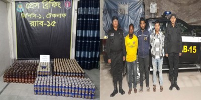 টেকনাফে বিপুল পরিমাণ মদ-বিয়ারসহ আটক ৩