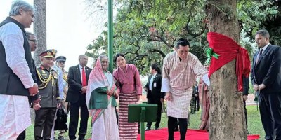 বাবার হাতে লাগানো গাছ ছুঁয়ে দেখলেন ভুটানের রাজা