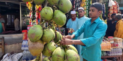 ফেনীতে তীব্র গরমে বেড়েছে ডাবের চাহিদা