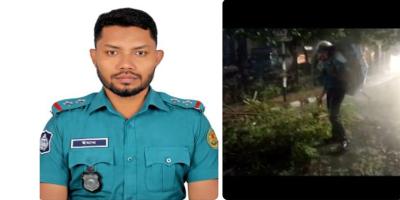 ঝড়ে ভেঙে পড়া গাছ একাই সরালেন ট্রাফিক সার্জেন্ট