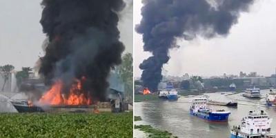 বুড়িগঙ্গায় তেলবাহী ট্রলারে আগুন