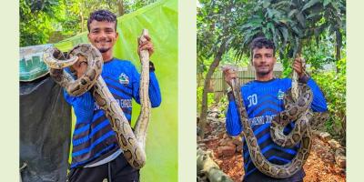হাটহাজারীতে ১১ ফুট লম্বা অজগর উদ্ধার