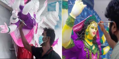 দুর্গাপূজা ঘিরে ব্যস্ত শিল্পী ও আয়োজকরা