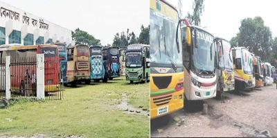 বেনাপোলে অনির্দিষ্টকালের দূরপাল্লার বাস ধর্মঘট চলছে