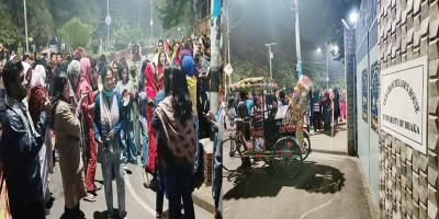 ঢাবি উপাচার্যের বাসভবনের সামনে গান বাজিয়ে অভিনব প্রতিবাদ