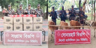 সিলেট-সুনামগঞ্জ সীমান্তে কোটি টাকার চোরাচালানি মালামাল জব্দ