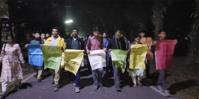 সংক্ষুব্ধ আদিবাসী ছাত্র-জনতার ওপর হামলার প্রতিবাদে শাবিপ্রবিতে বিক্ষোভ