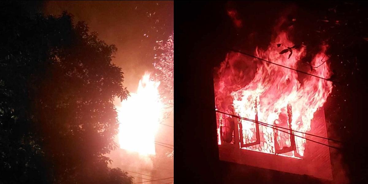 এবার শেখ হাসিনার বাসভবন সুধা সদনে আগুন