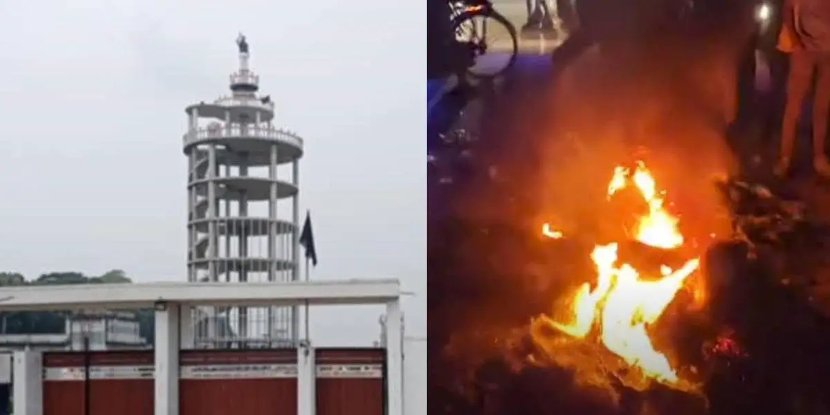 দেশের বৃহত্তম মুজিব টাওয়ারের ম্যুরাল ভাঙচুর-অগ্নিসংযোগ