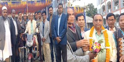 পঞ্চগড়ে প্রধান শিক্ষককে রাজকীয় বিদায়, দেওয়া হলো মোটরসাইকেল উপহার
