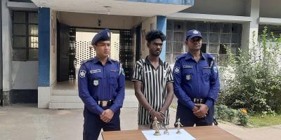 সিরাজগঞ্জে মন্দিরের প্রতিমা ও স্বর্ণ চুরির ঘটনায় গ্রেপ্তার ১