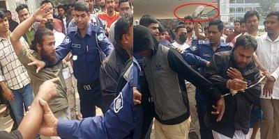 ধর্ষণের অভিযোগে গ্রেপ্তার শিক্ষককে আদালতে নেওয়ার সময় চড়-থাপ্পড়