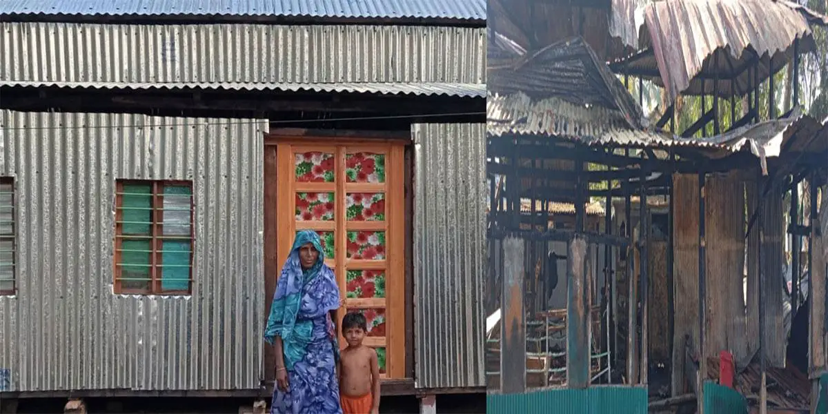 টুঙ্গিপাড়ায় আগুনে পুড়ে সর্বস্বান্ত পরিবার পেল ঘর