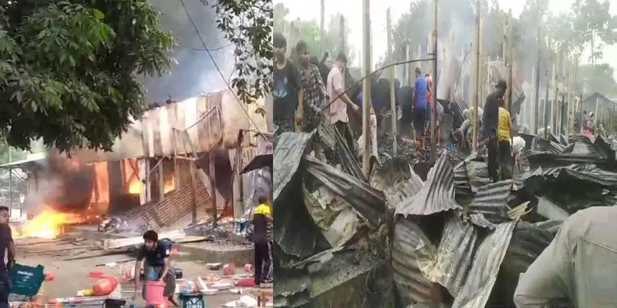 দেলদুয়ারে অগ্নিকাণ্ডে ১৮ দোকান পুড়ে ছাই