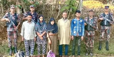 মৌলভীবাজার সীমান্তপথে বাংলাদেশে অনুপ্রবেশকালে আটক ৫