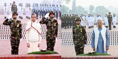 জাতীয় স্মৃতিসৌধে রাষ্ট্রপতি ও প্রধান উপদেষ্টার শ্রদ্ধা