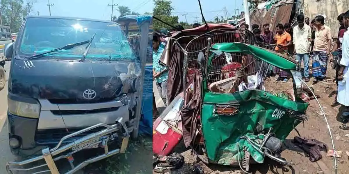 ভালুকায় মাইক্রোবাস-সিএনজির মুখোমুখি সংঘর্ষে নিহত ২