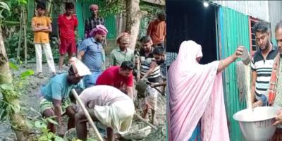 টাঙ্গাইলে গ্রামবাসীর মুষ্টিচালে হচ্ছে রাস্তা