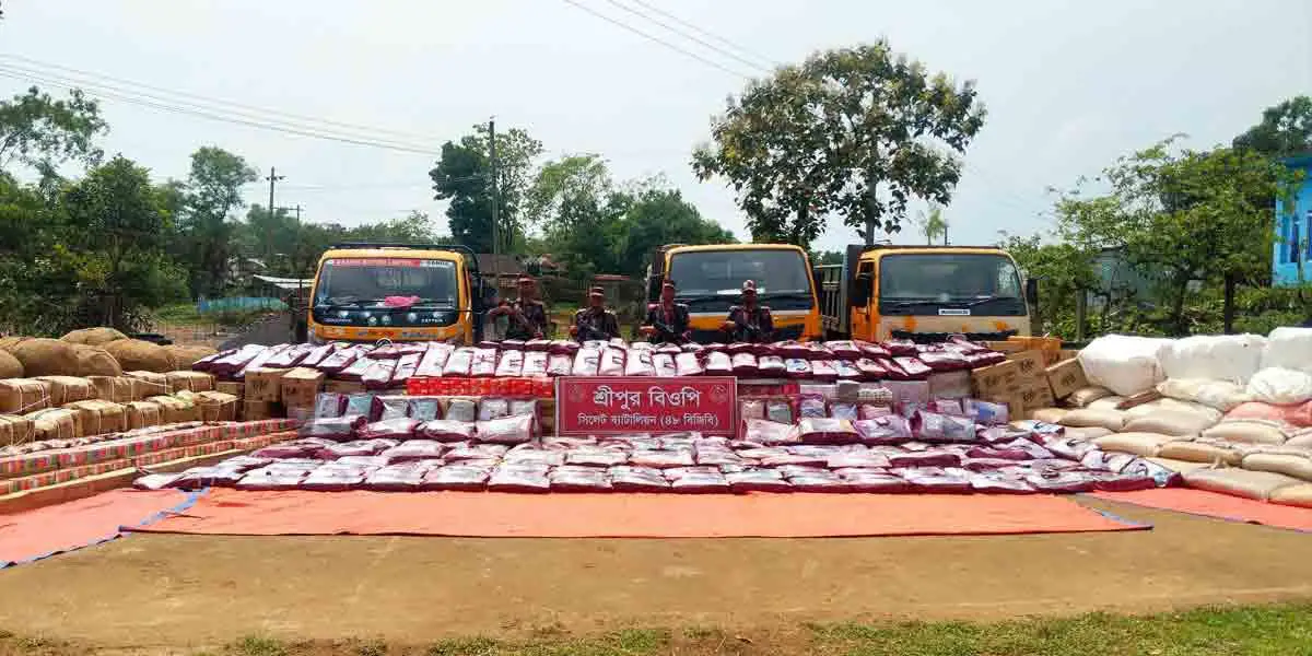 সিলেট সীমান্তে ৬ কোটি টাকার  চোরাই পণ্য জব্দ