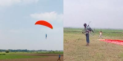 ফরিদপুরে নিজের তৈরি প্যারাগ্লাইডারে আকাশে উড়লেন যুবক!