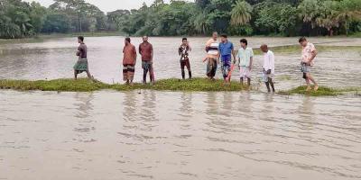 বরগুনায় পানির তোড়ে ভেঙেছে রিং বাঁধ, ক্ষতিগ্রস্ত কয়েকশ’ পরিবার