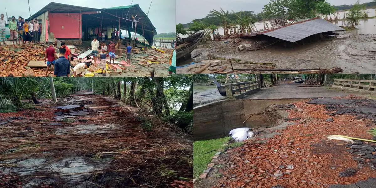 হাতিয়ায় নিম্নচাপে ১২৫টি ঘর ও ৭০টি দোকানসহ ব্যাপক ক্ষতি । খবরের কাগজ