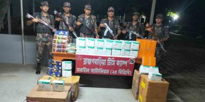 ব্রাহ্মণবাড়িয়ায় ৩৯ লাখ টাকার ভারতীয় চোরাই পণ্য জব্দ