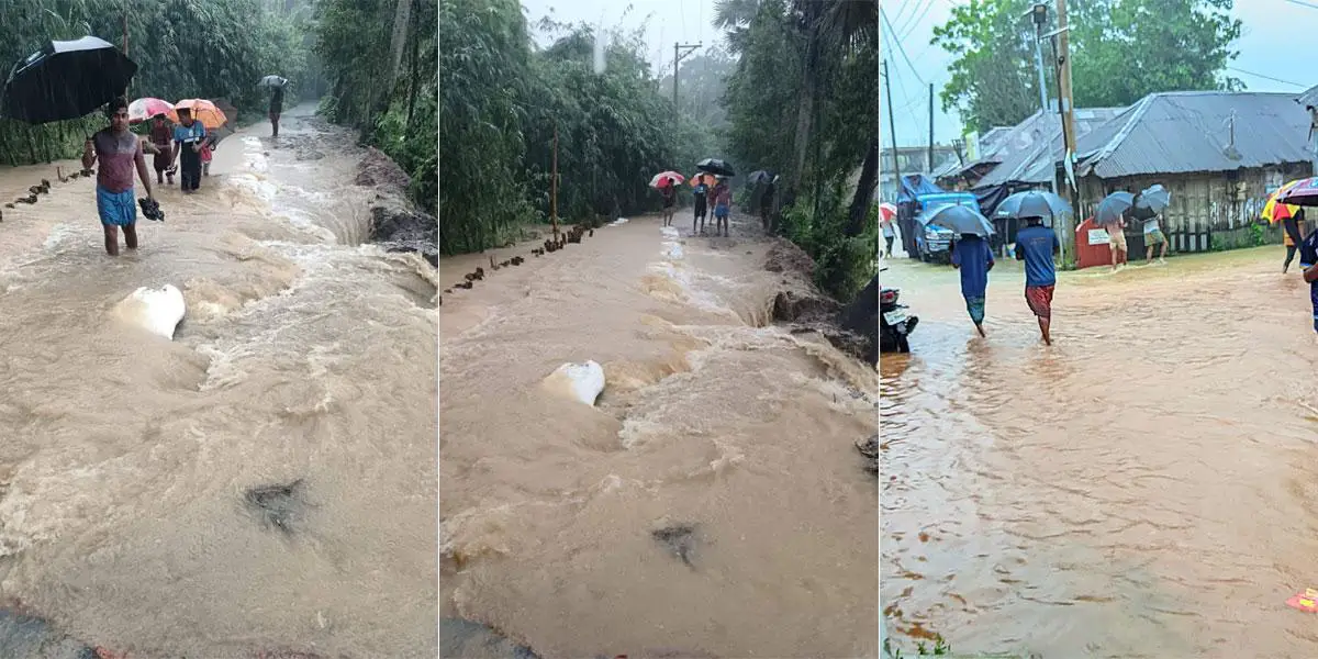 ফেনীতে বন্যা নিয়ন্ত্রণ বাঁধ ভেঙে পানিবন্দি ২০ গ্রামের মানুষ