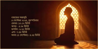 ৪ সেপ্টেম্বর ২০২৫ তারিখের নামাজের সময়সূচি