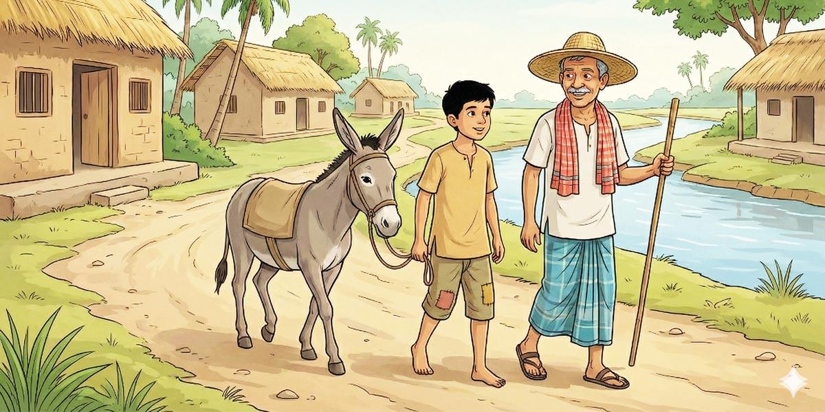 গাধা, চাষি ও তার ছেলে
