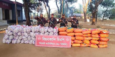 সিলেট সীমান্তে ১ কোটি ৩০ লাখ টাকার চোরাইপণ্য জব্দ
