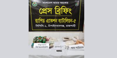 শিবগঞ্জে সরিষা খেত থেকে গান পাউডার ও ককটেল তৈরির উপকরণ উদ্ধার