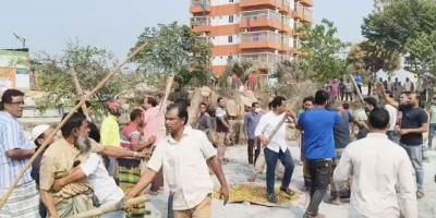 ব্রাহ্মণবাড়িয়ায় মন্দিরের জায়গা উদ্ধারের দাবিতে করা মানববন্ধনে হামলা, আহত ১০