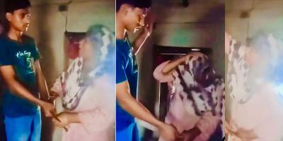 ছেলের মারধরের সময় মায়ের আকুতি, ভিডিও ভাইরাল