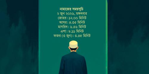 ২ জুন  ২০২৬ তারিখের নামাজের সময়সূচি