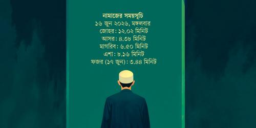 ১৬ জুন  ২০২৬ তারিখের নামাজের সময়সূচি