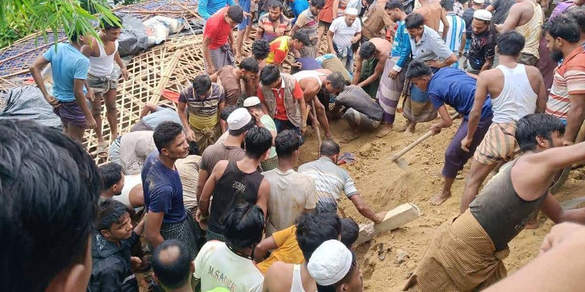 উখিয়ার রোহিঙ্গা ক্যাম্পে মাদরাসায় পাহাড়ধস, নিহত ৪