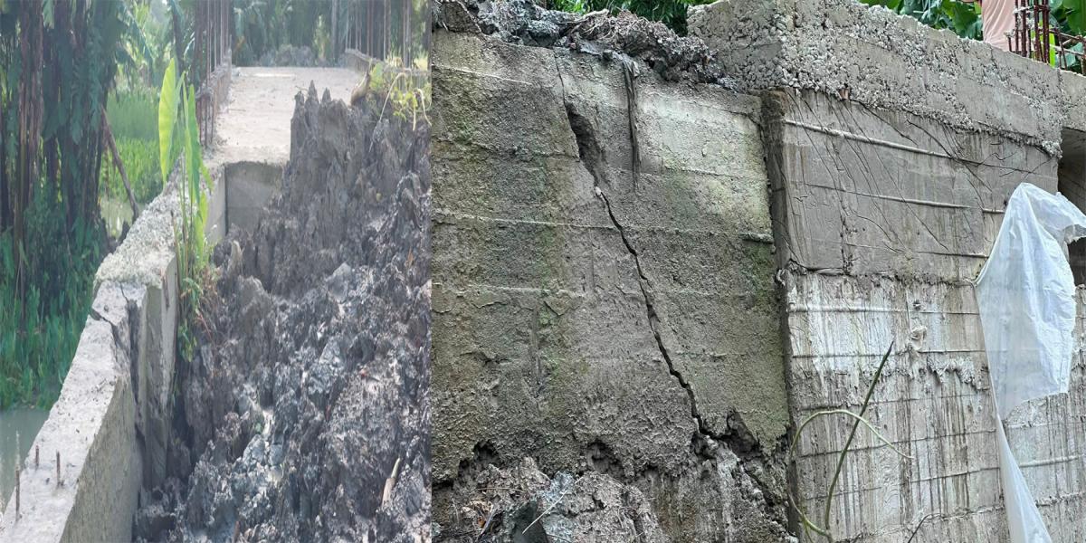 বাউফলে উদ্বোধনের আগেই কোটি টাকার সেতুতে ফাটল