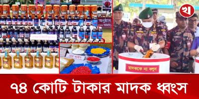 সাতক্ষীরায় জব্দ ইয়াবা, ফেনসিডিল, মদসহ বিপুল মাদক একসঙ্গে ধ্বংস করলো বিজিবি