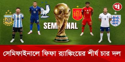 বিশ্বকাপ সেমিফাইনালে ফিফা র‍্যাঙ্কিংয়ের শীর্ষ চার দল